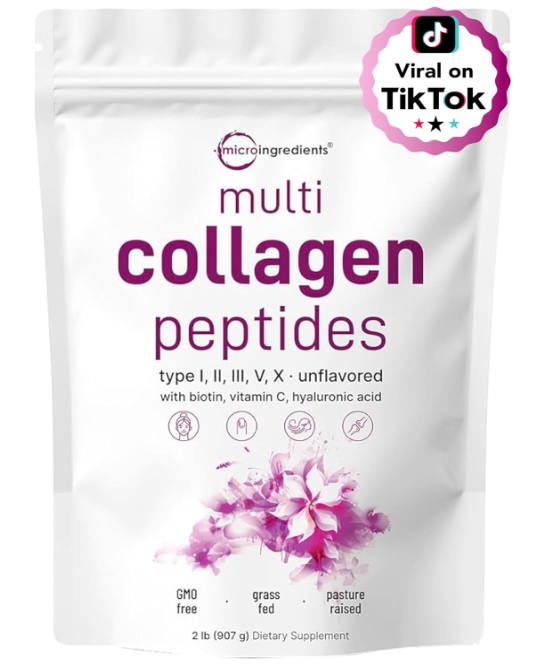 MICRO INGREDIENTS PÉPTIDOS DE COLÁGENO MÚLTIPLE EN POLVO - 82 PORCIONES - 1