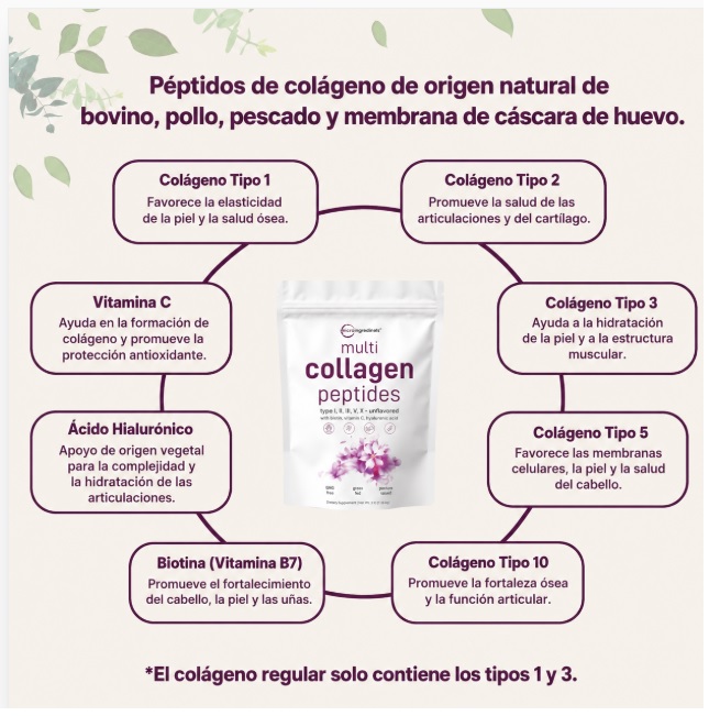 MICRO INGREDIENTS PÉPTIDOS DE COLÁGENO MÚLTIPLE EN POLVO - 82 PORCIONES - 2