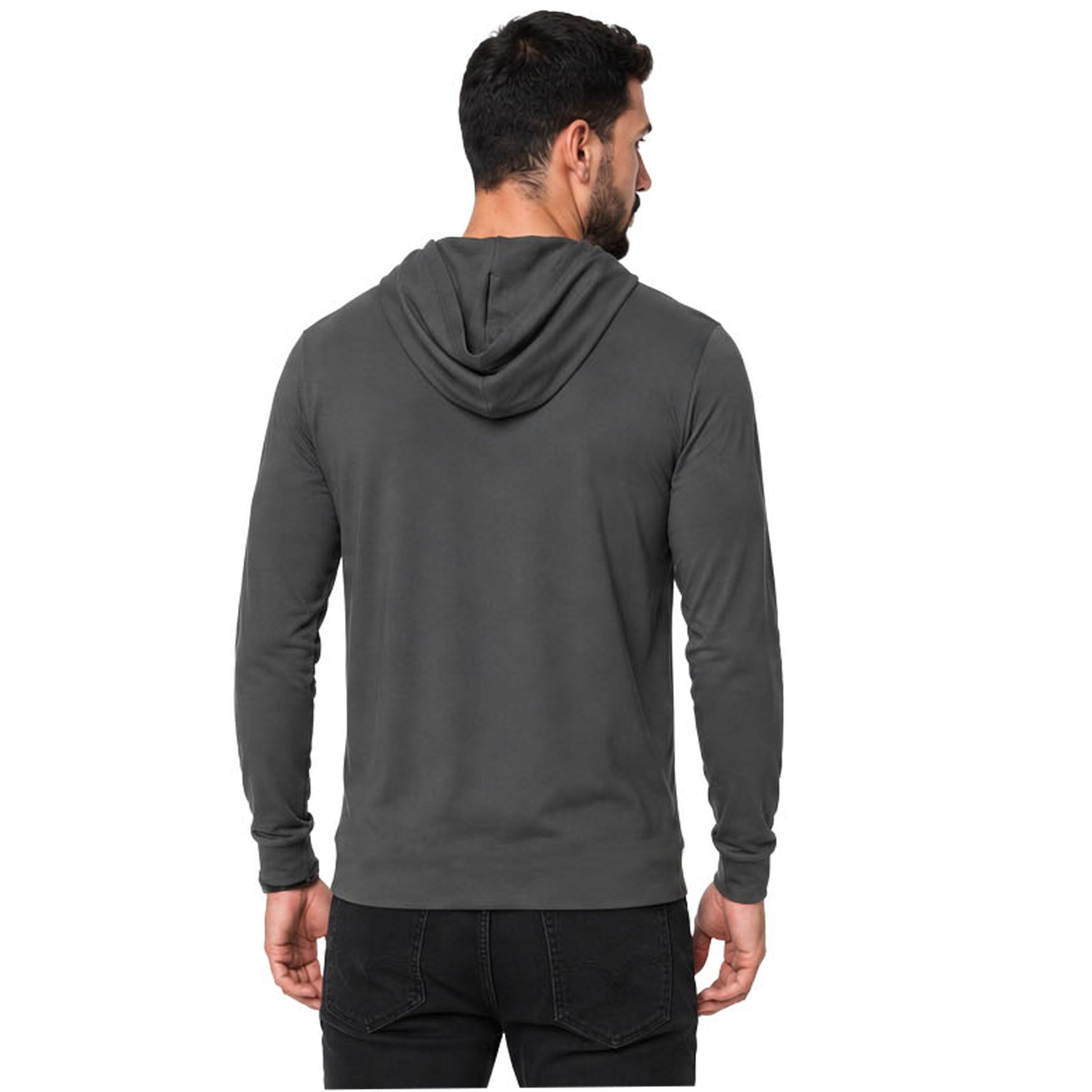 POLERA HOMBRE SWISS LORD ALGODÓN GRIS OSCURO CAPUCHA LIGERA MANGA LARGA - 2