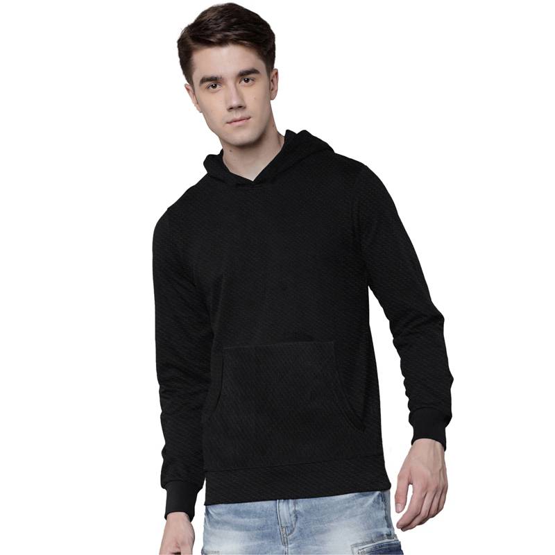 POLERA HOMBRE SWISS LORD ALGODÓN NEGRO CAPUCHA MANGA LARGA - 1