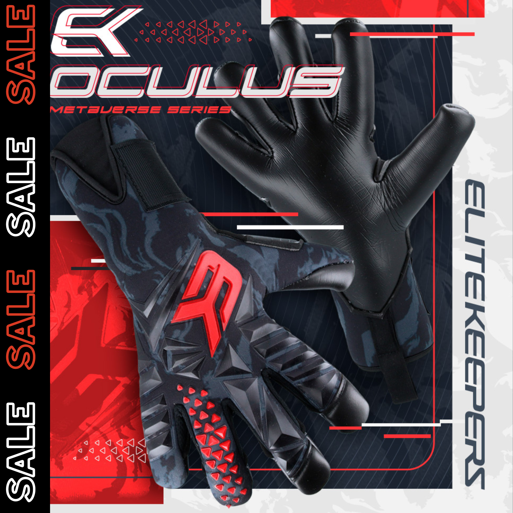 GUANTES ELITEKEEPERS NEGRO ARQUERO GAMA PROFESIONAL OCULUS - 1