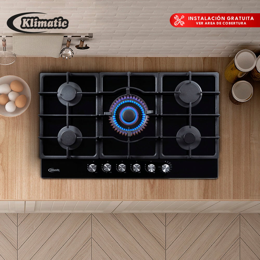 COCINA EMPOTRABLE A GAS KLIMATIC TREVI 90 TREVI90 5HORNILLAS - 1