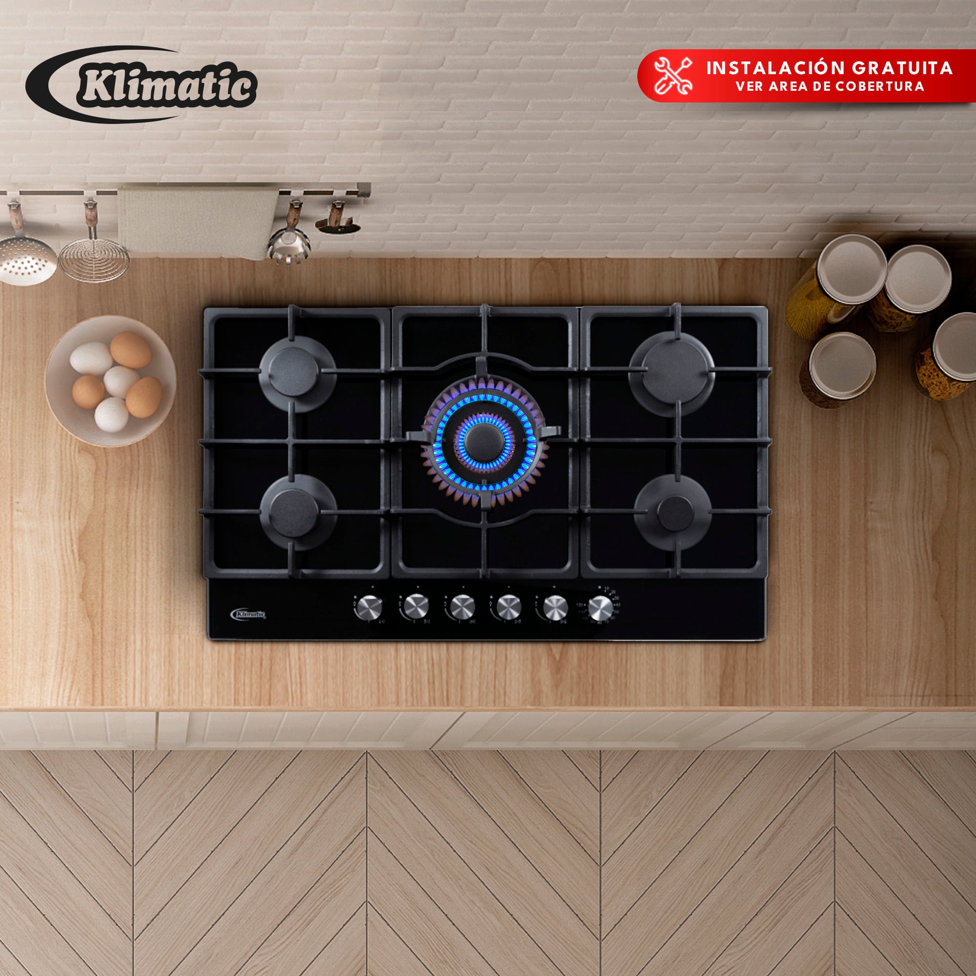 COCINA EMPOTRABLE A GAS KLIMATIC TREVI 90 TREVI90 5HORNILLAS - 4