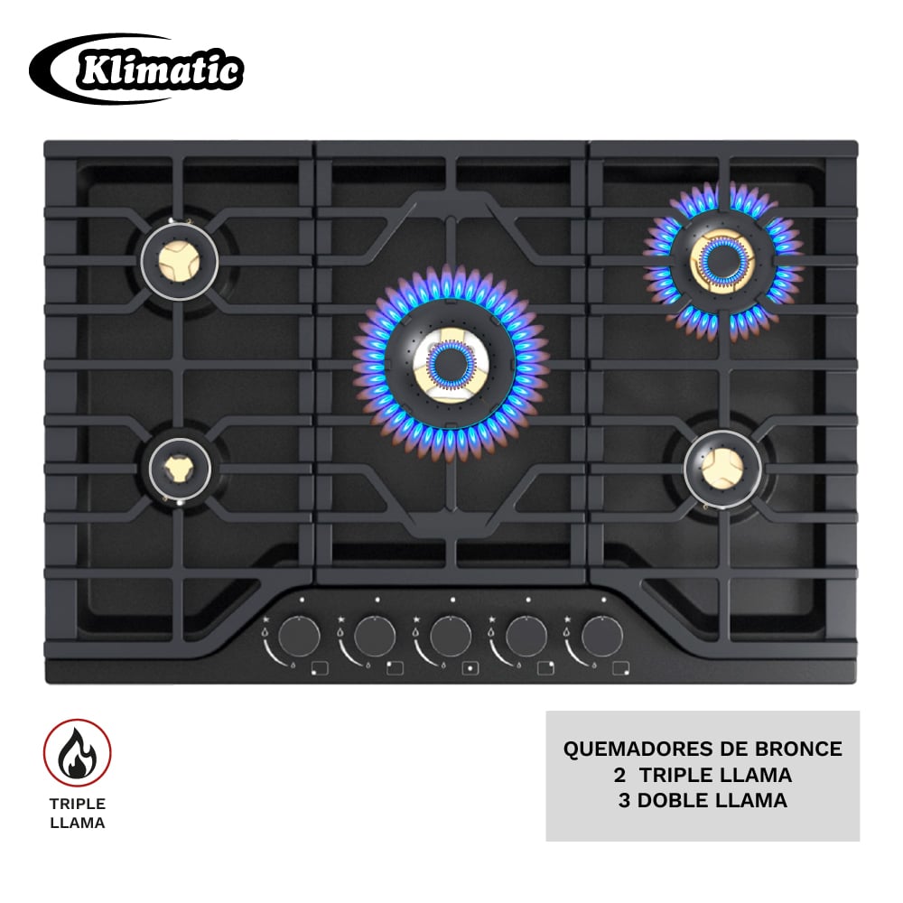 COCINA EMPOTRABLE A GAS KLIMATIC MASSIMA 5HORNILLAS - 1