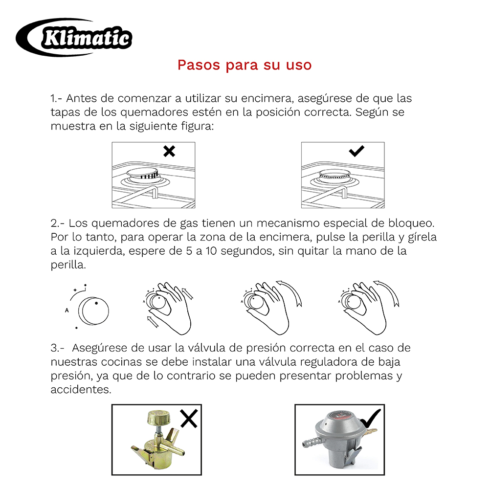 COCINA EMPOTRABLE A GAS KLIMATIC MASSIMA 5HORNILLAS - 4