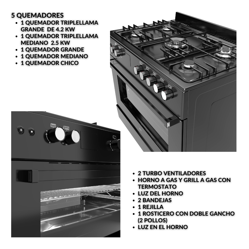 COCINA A GAS GLP/GN KLIMATIC 5 HORNILLAS ACCENT - 3