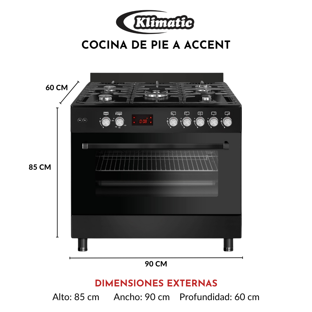COCINA A GAS GLP/GN KLIMATIC 5 HORNILLAS ACCENT - 6