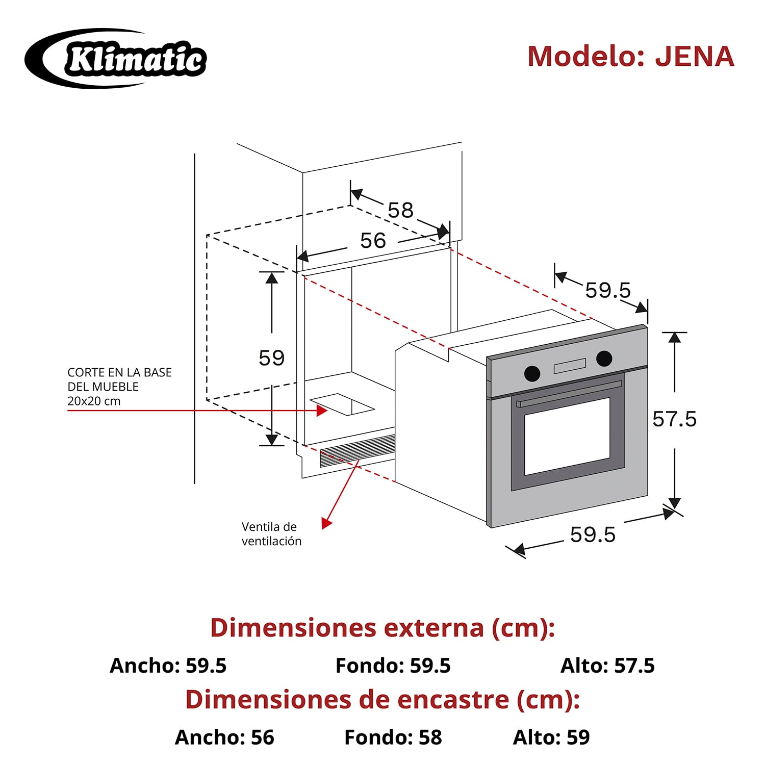 HORNO EMPOTRABLE A GAS - JENA - 3