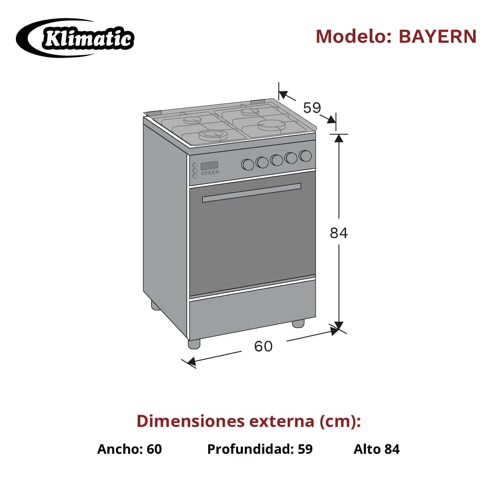 COCINA DE PIE A GAS - BAYERN 4 HORNILLAS - 3