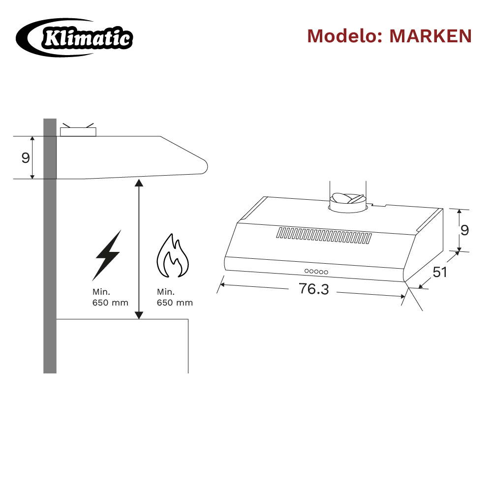 CAMPANA EXTRACTORA 60CM MARKEN - 3