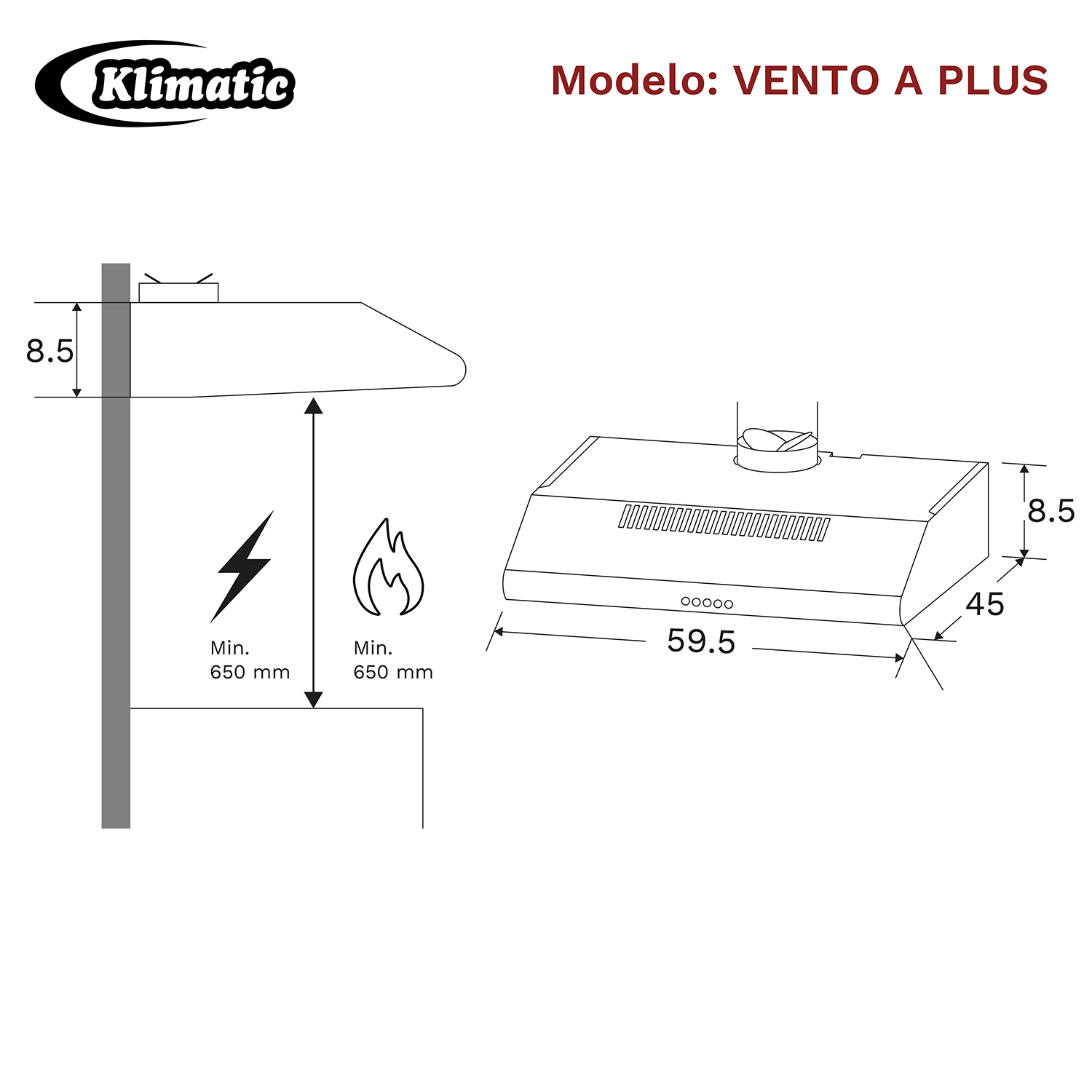 CAMPANA EXTRACTORA KLIMATIC 60CM VENTO A PLUS - 3