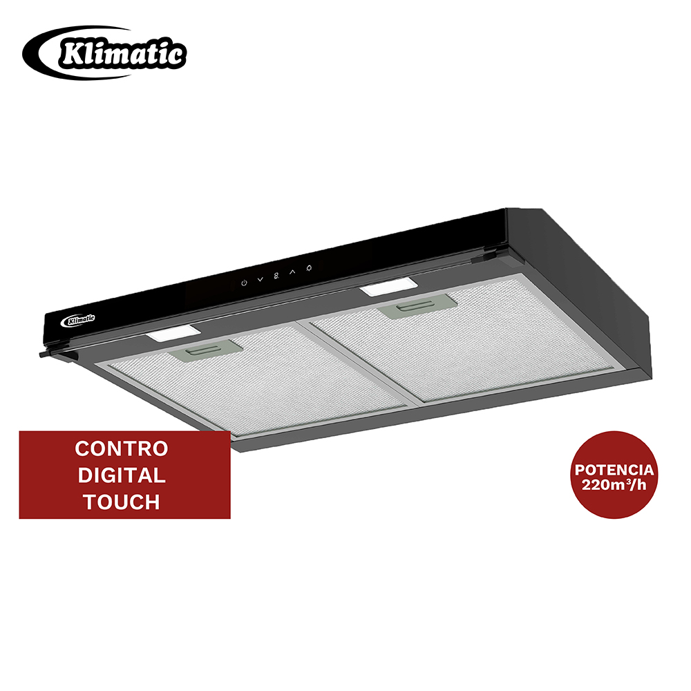 CAMPANA EXTRACTORA KLIMATIC 60CM VENTO BLACK PLUS - 1
