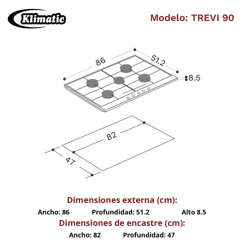 TRICOMBO EMPOTRABLE A GAS TREVI90-DELFT-BONN BLACK - 3