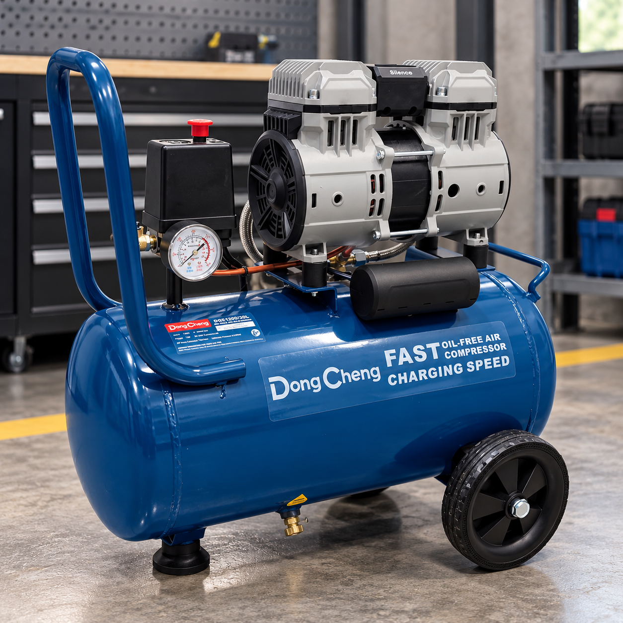 COMPRESORA SILENCIOSA SIN ACEITE INDUSTRIAL DONGCHENG DQE1200/30L 30 LITROS 1200W - 9