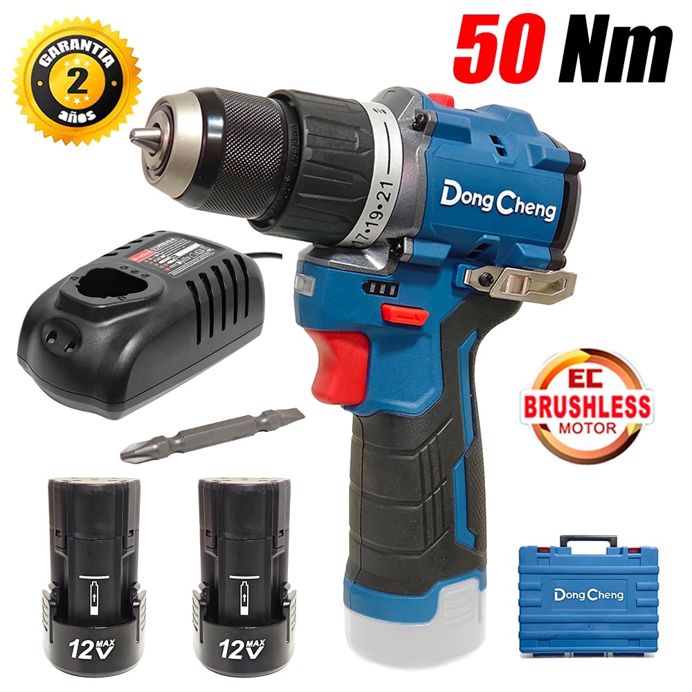 TALADRO ATORNILLADOR PERCUTOR INDUSTRIAL ⅜' DONGCHENG DCJZ1250IEK 12V 50NM 2BAT X 2AH BRUSHLESS - 1