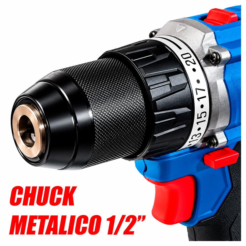 COMBO KIT DONGCHENG INDUSTRIAL DCKIT26AM TALADRO PERCUTOR + ATORNILLADOR DE IMPACTO 20V BRUSHLESS - 4