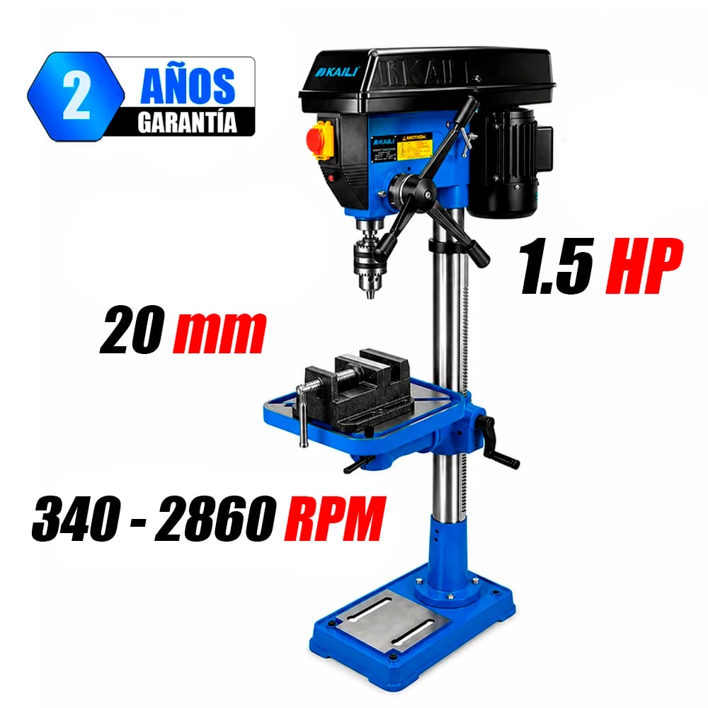 TALADRO DE COLUMNA PERFORADORA INDUSTRIAL KAILI KL838 20MM 1.5HP CON LASER GUIA Y LUZ LED - 1