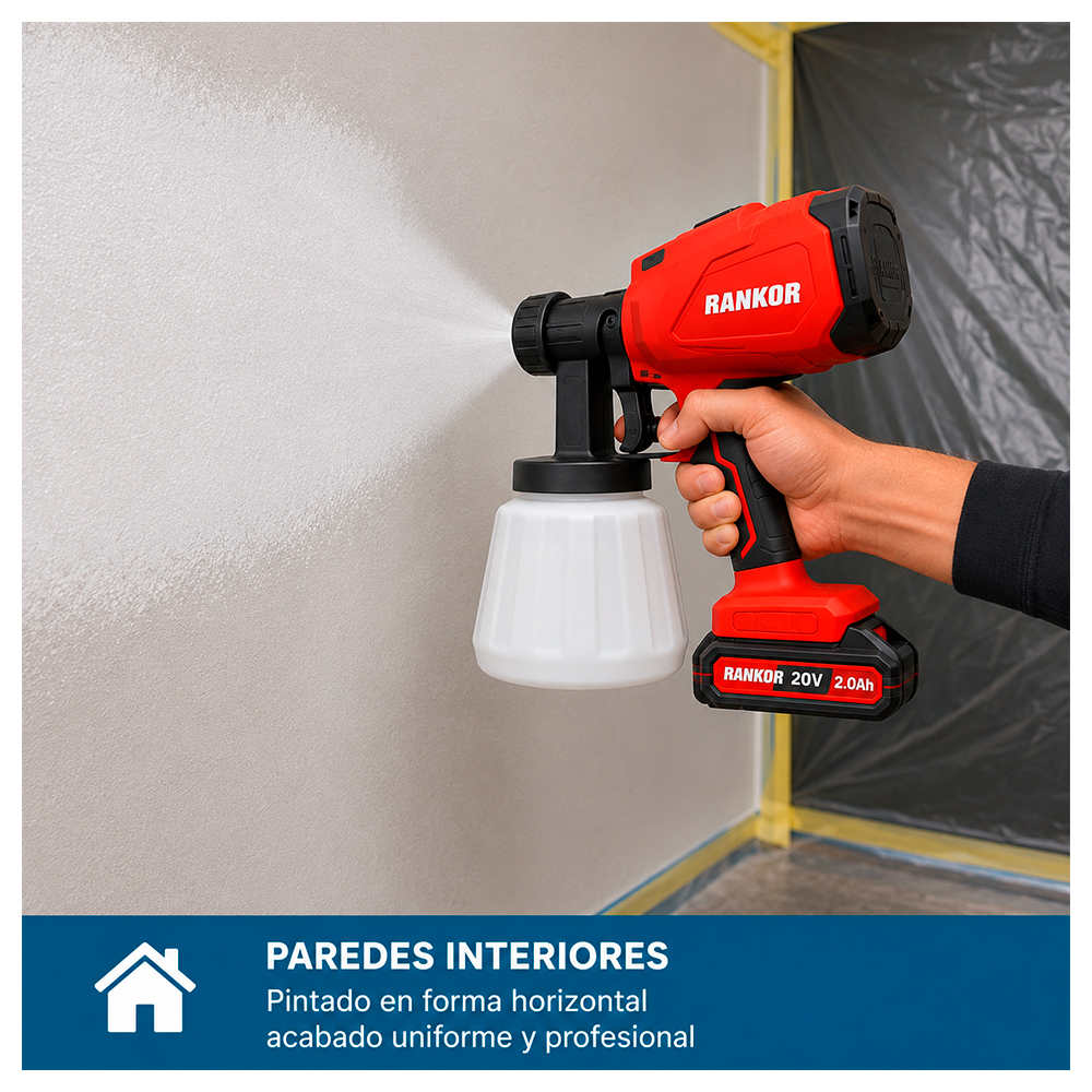 PISTOLA PINTAR PULVERIZADORA INALAMBRICA RANKOR RLSG2001 20V 1200ML 1BAT X 2AH - 7