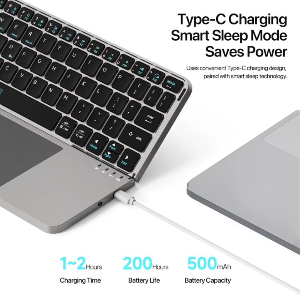TECLADO PLEGABLE BLUETOOTH CON TOUCHPAD - GRAY - 4