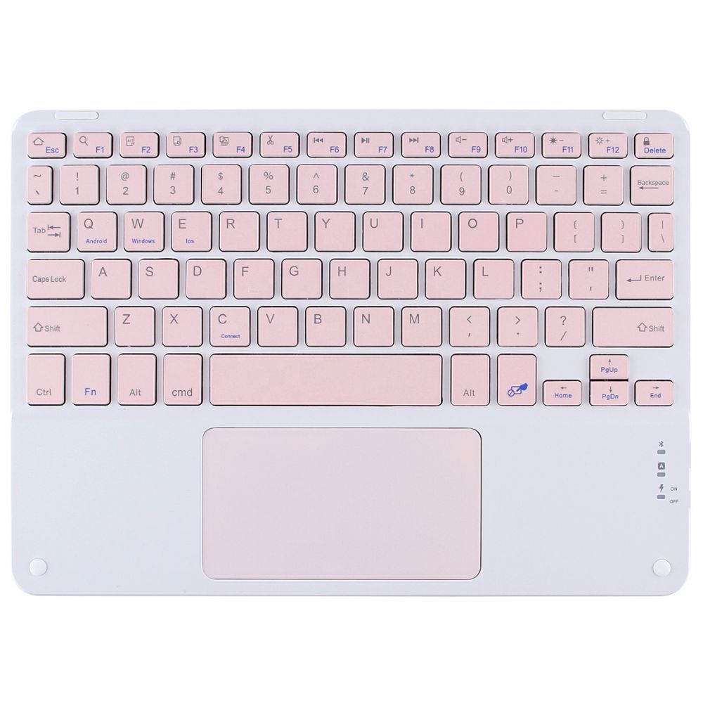 TECLADO TOUCHPAD BLUETOOTH ULTRA SLIM - BLANCO CON ROSADO - 1