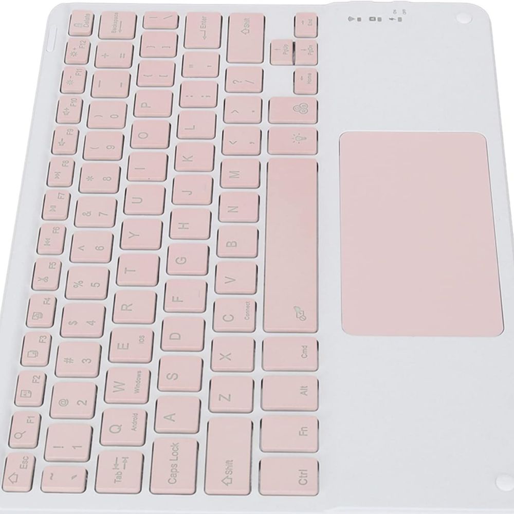 TECLADO TOUCHPAD BLUETOOTH ULTRA SLIM - BLANCO CON ROSADO - 3