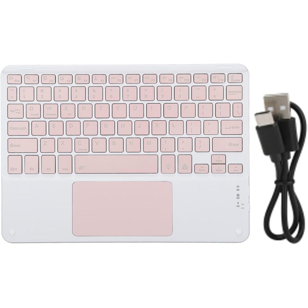 TECLADO TOUCHPAD BLUETOOTH ULTRA SLIM - BLANCO CON ROSADO - 5