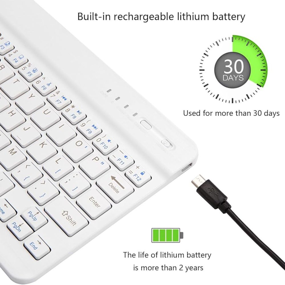 TECLADO BLUETOOTH UNIVERSAL ULTRA SLIM - BLANCO - 5