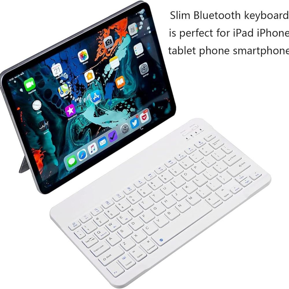 TECLADO BLUETOOTH UNIVERSAL ULTRA SLIM - BLANCO - 7