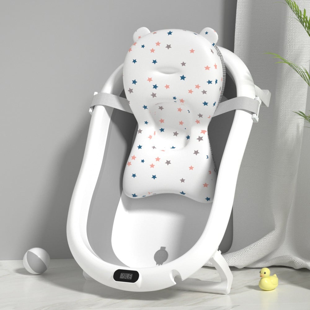 BAÑERA BABYKISS PLEGABLE CON TERMOMETRO Y COJIN PREMIUM GRIS BEBE - 2