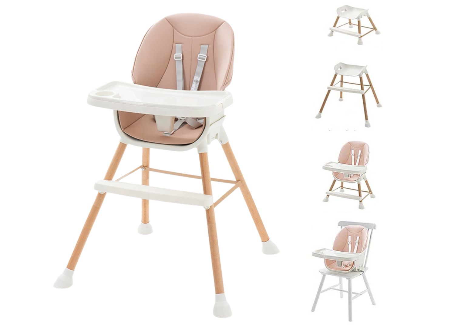 SILLA COMER BABYKISS 5 EN 1 MULTIFUNCION DE LUJO ROSADO - 1