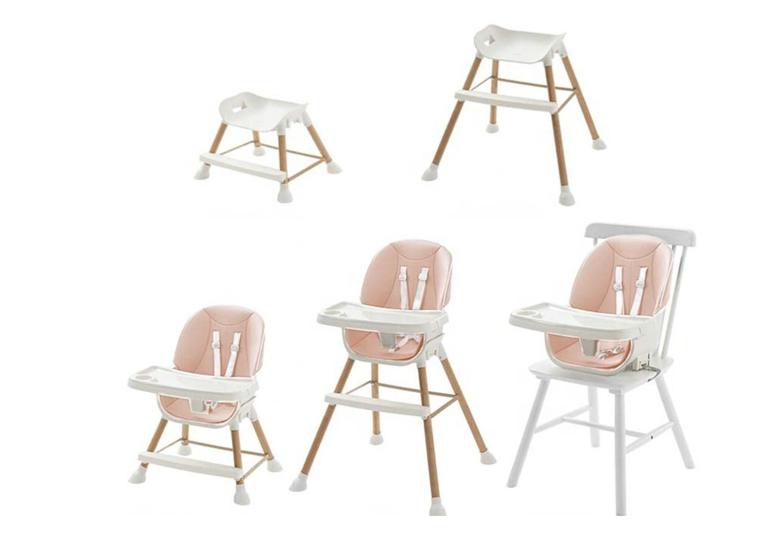 SILLA COMER BABYKISS 5 EN 1 MULTIFUNCION DE LUJO ROSADO - 2