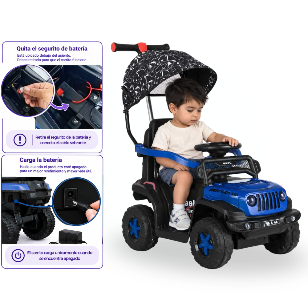 VEHÍCULO BABYKISS CARRO CON CONTROL REMOTO ELECTRICO TODO TERRENO AZUL - 3
