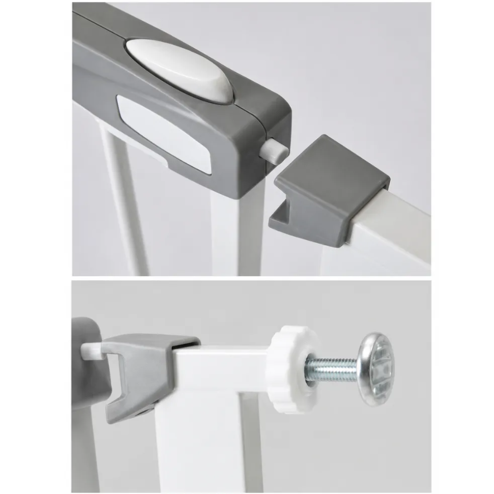REJA SEGURIDAD BABYKISS BLANCO METAL PARA BEBES Y MASCOTAS 78-86CM DE ANCHO - 3