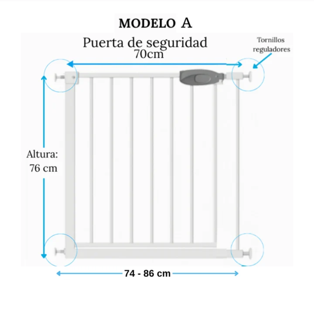 REJA SEGURIDAD BABYKISS BLANCO PARA BEBES Y MASCOTAS 71-77CM DE ANCHO - 4