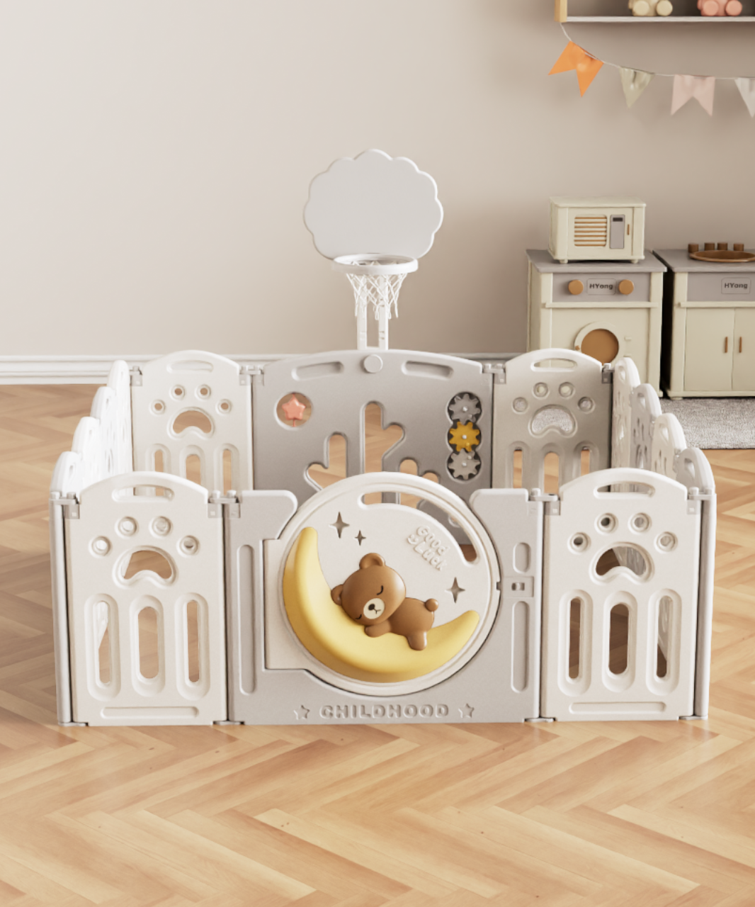 CORRAL PARA BEBES Y NIÑOS PLEGABLE DE OSITO - 4