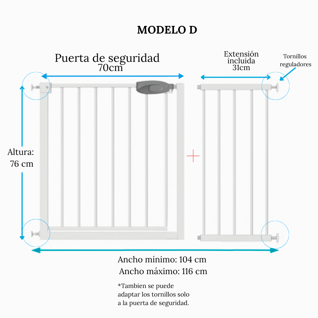 REJA DE SEGURIDAD PARA BEBES Y MASCOTAS 70-116CM DE ANCHO - 2