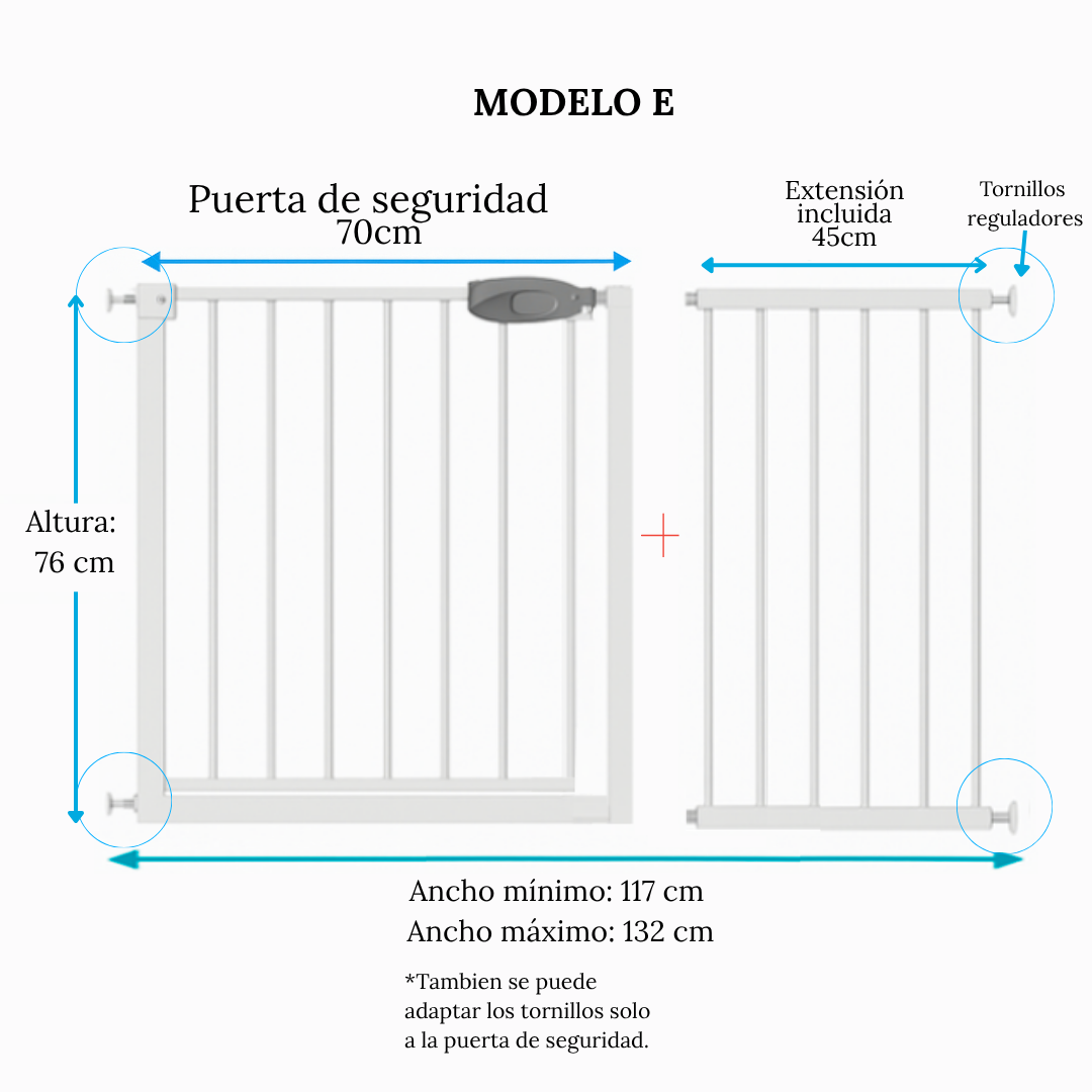 REJA DE SEGURIDAD PARA BEBES Y MASCOTAS 70-132CM DE ANCHO - 2