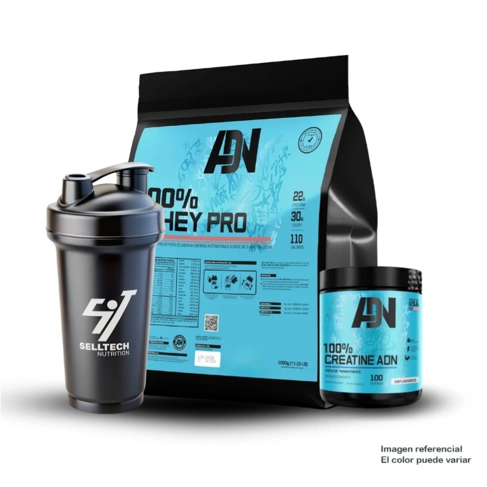 PACK ADN 100 WHEY PRO 5KG CHOCOLATE+CREATINA 250GR - 1