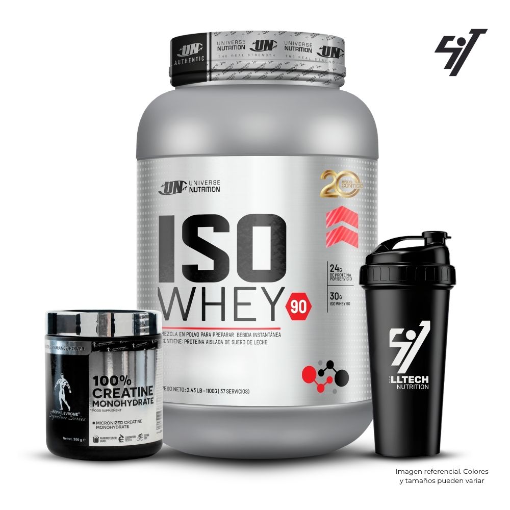 ISO WHEY 90 1.1KG CHOCOLATE + CREATINA KEVIN LEVRONE 300GR + SHAKER - 1