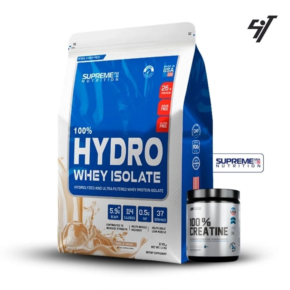 100% HYDRO WHEY ISOLATE VAINILLA 2.43LB+CREATINA UNIVERSE NUTRITION 250GR - 1