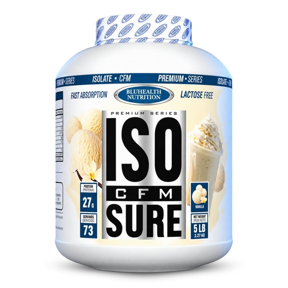 PROTEÍNA ISOLATE ISO SURE CFM 5LB VAINILLA+SHAKER - 1