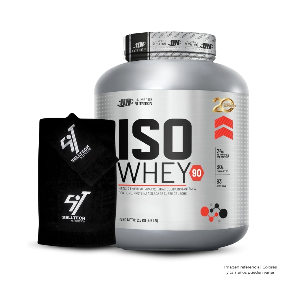 PROTEÍNA UNIVERSE NUTRITION ISO WHEY 90 5.5LB VAINILLA+TOALLA - 1