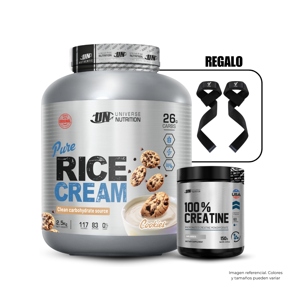 CREMA DE ARROZ 2.5 KG COOKIES+CREATINA UN 150GR+STRAPS - 1