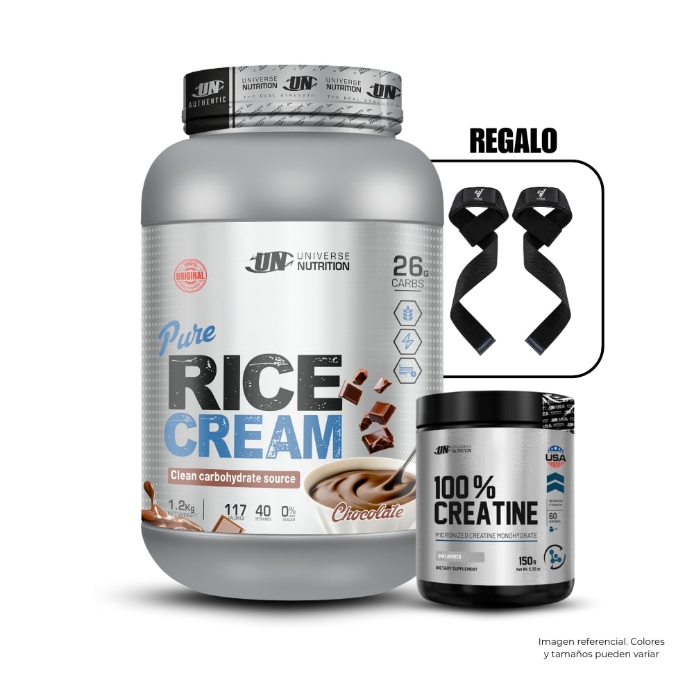 CREMA DE ARROZ 1.2 KG CHOCOLATE+CREATINA UN 150GR+STRAPS - 1