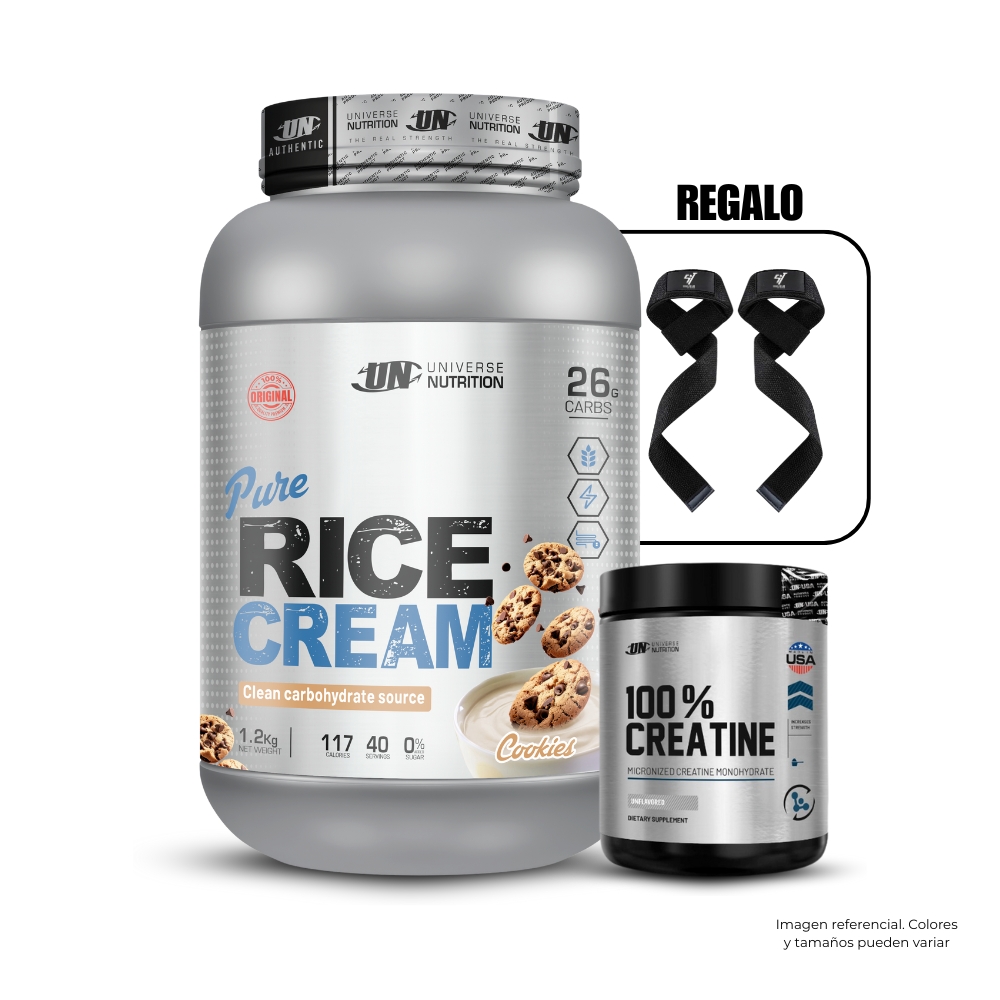 CREMA DE ARROZ 1.2 KG COOKIES+CREATINA UN 250GR+STRAPS - 1