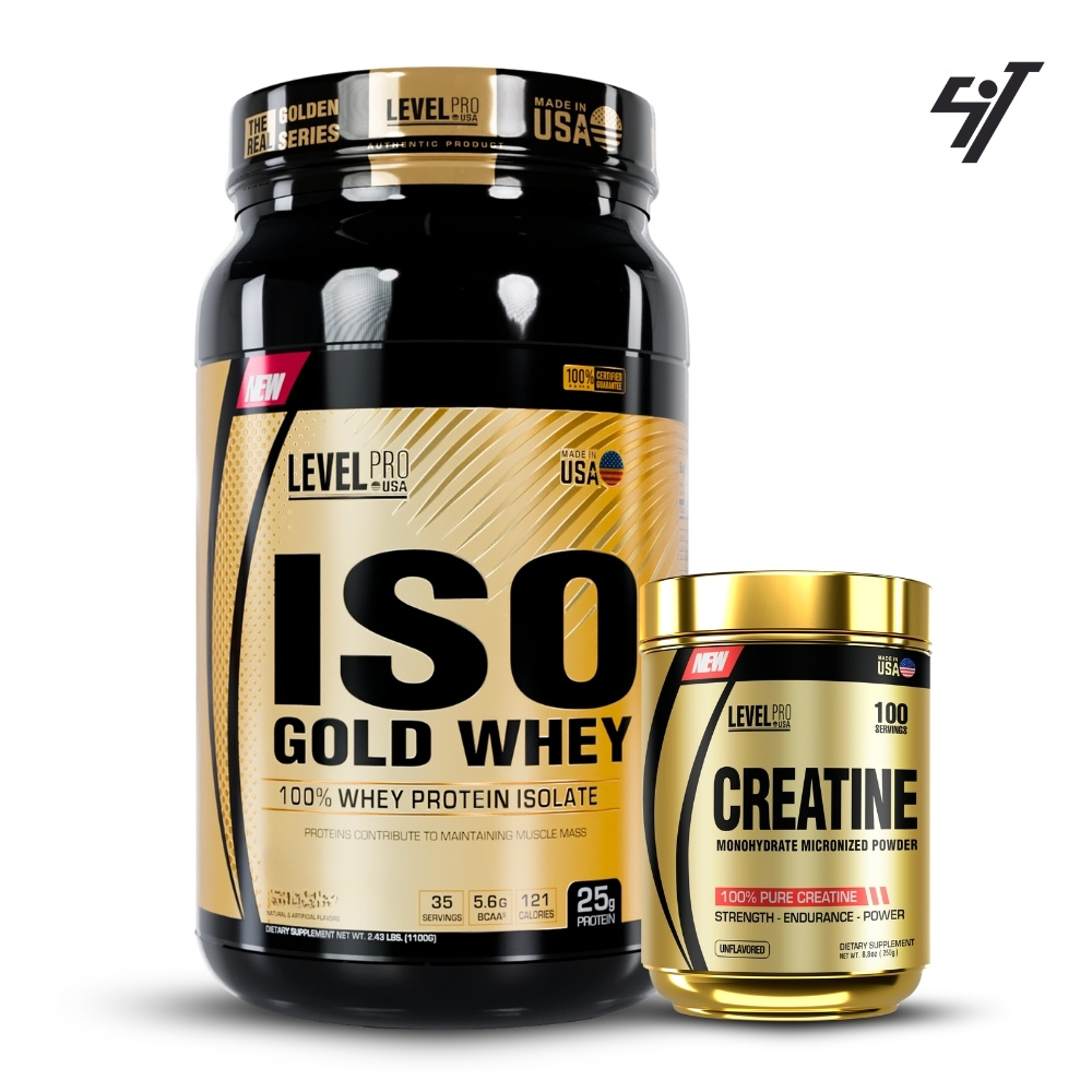 ISO GOLD WHEY 2.43LBS CHOCOLATE+CREATINA LEVEL PRO 250GR - 1