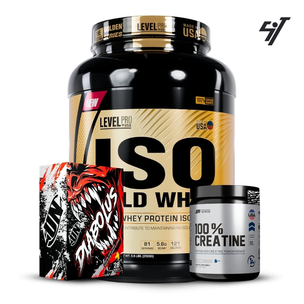 ISO GOLD WHEY 5.5LBS VAINILLA+CREATINA 250GR UN+DIABOLUS - 1