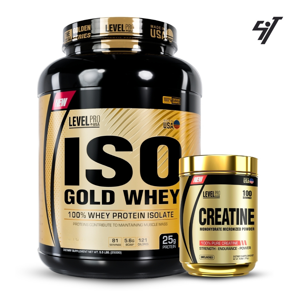 ISO GOLD WHEY 5.5LBS CHOCOLATE+CREATINA LEVEL PRO 250GR - 1