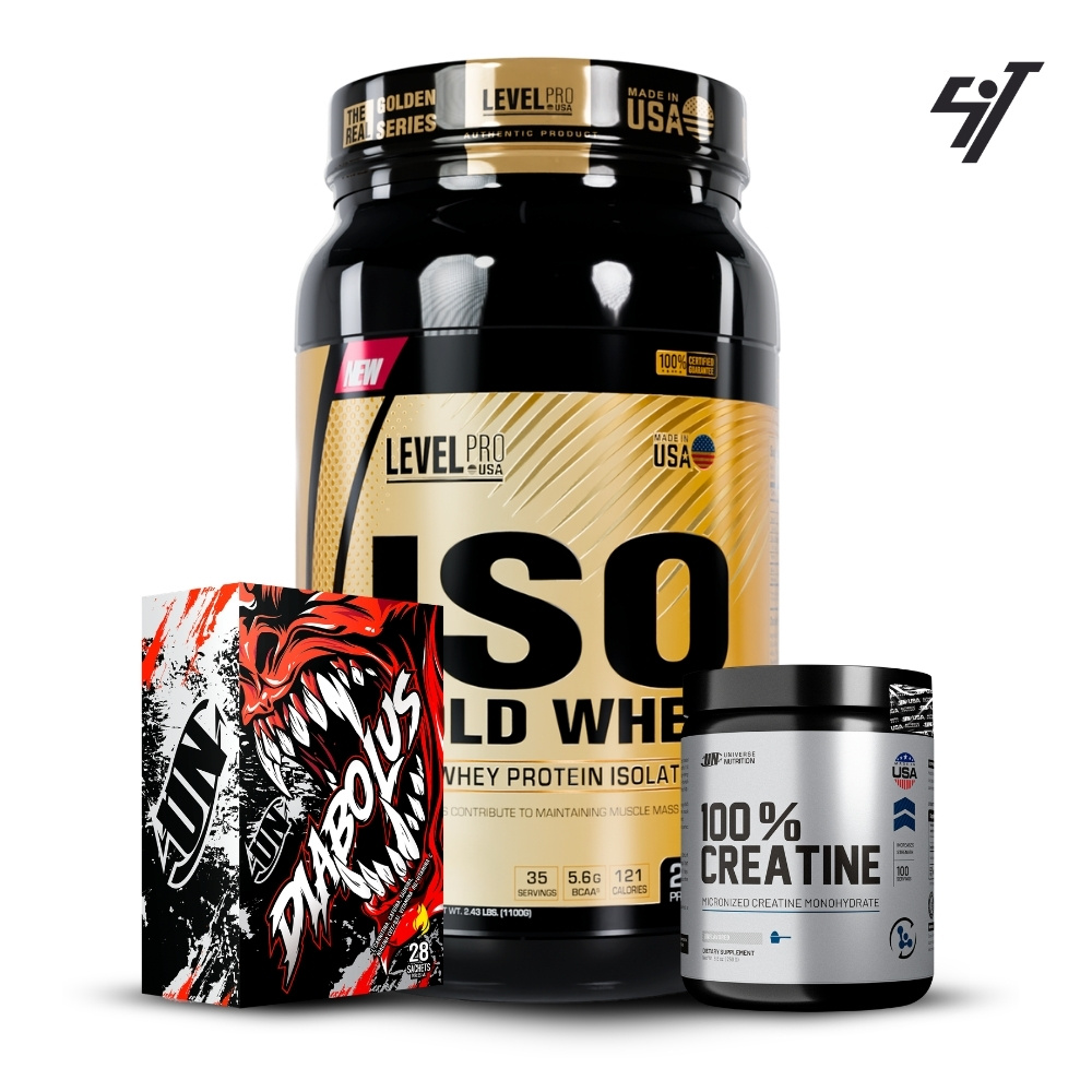 ISO GOLD WHEY 2.43LBS CHOCOLATE+CREATINA 250GR UN+DIABOLUS - 1