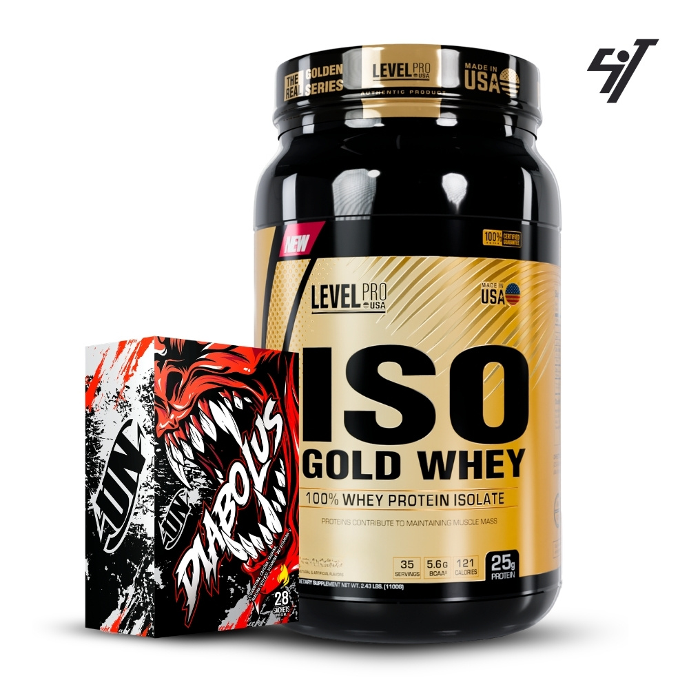 ISO GOLD WHEY 2.43LBS CHOCOLATE+DIABOLUS 28 SACHETS - 1